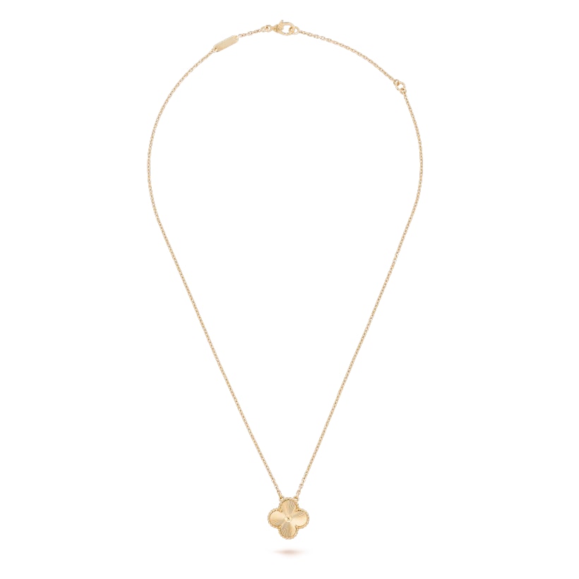 Clover Motif Pendant Necklace, Sterling Silver, 18K Gold Plated, 1 Large Motif - Symbol of Luck & Elegance