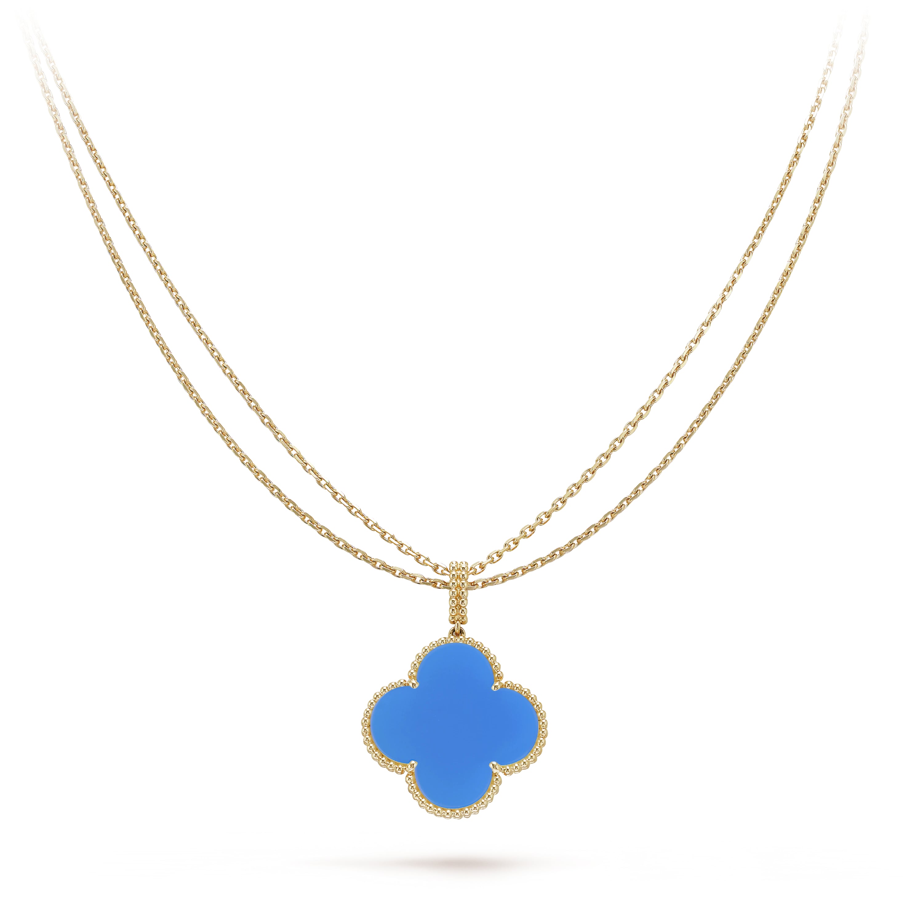 Clover Leaf long Necklace,925 Silver, 18k Gold Plated