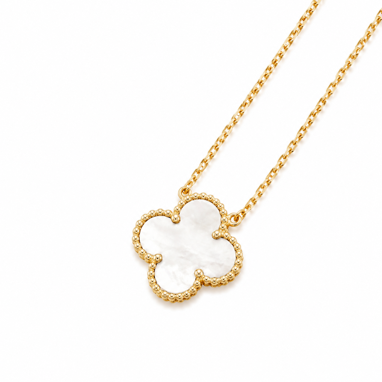 925 Silver, Clover Leaf Necklace, 18K Gold Plated, 1 Motif