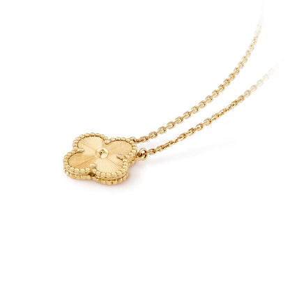 Clover Motif Pendant Necklace, Sterling Silver, 18K Gold Plated, 1 Large Motif - Symbol of Luck & Elegance
