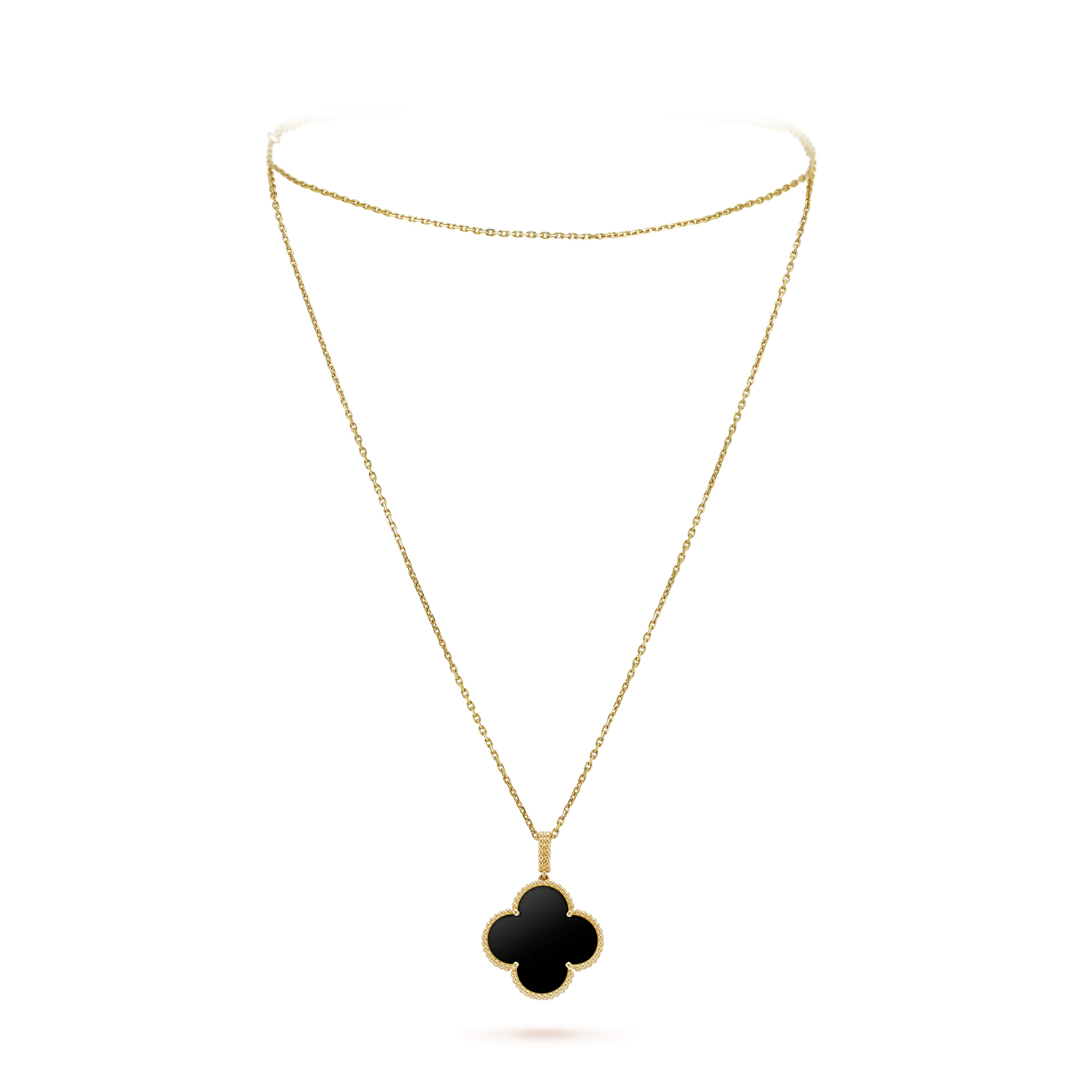 Clover Leaf long Necklace,925 Silver, 18k Gold Plated