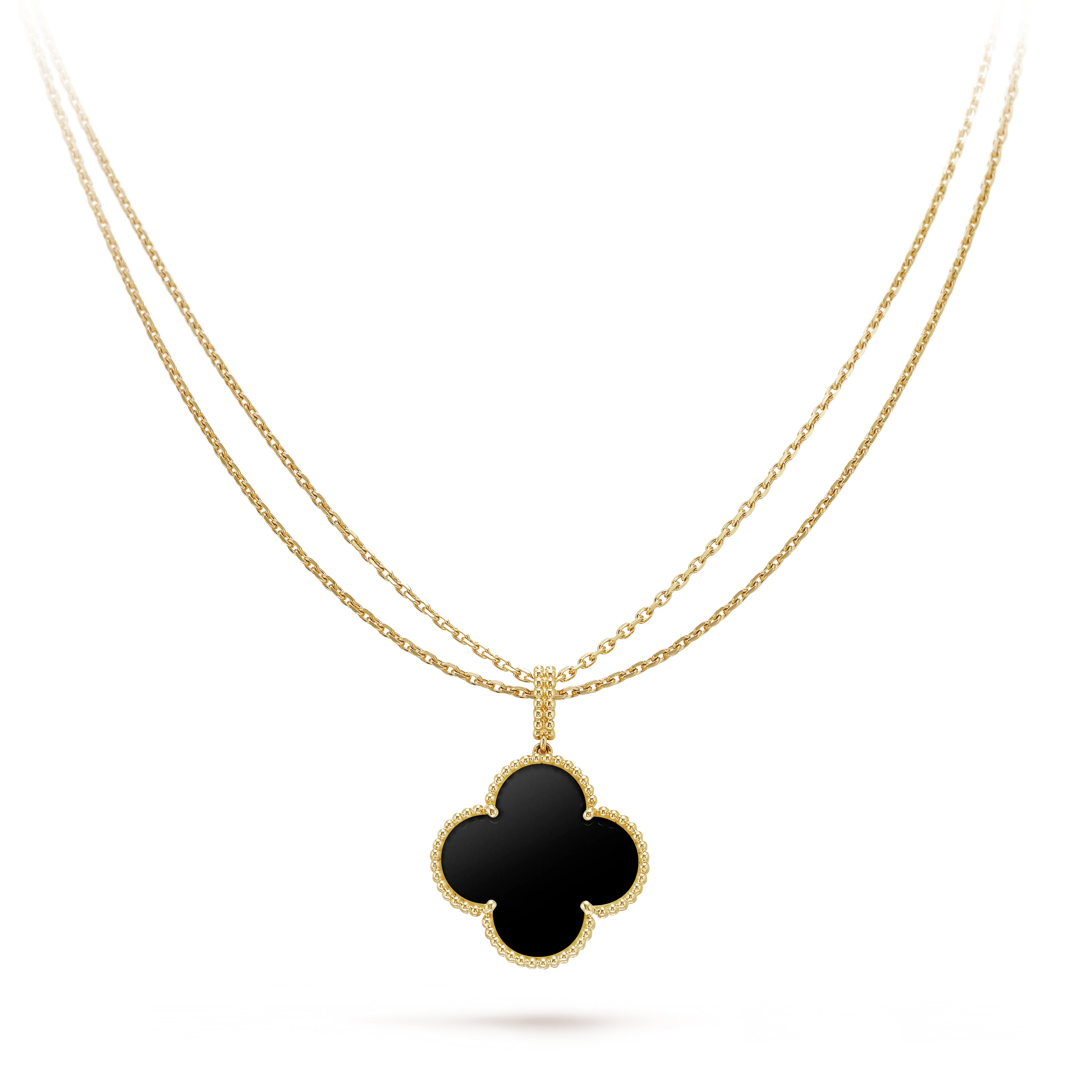 Clover Leaf long Necklace,925 Silver, 18k Gold Plated