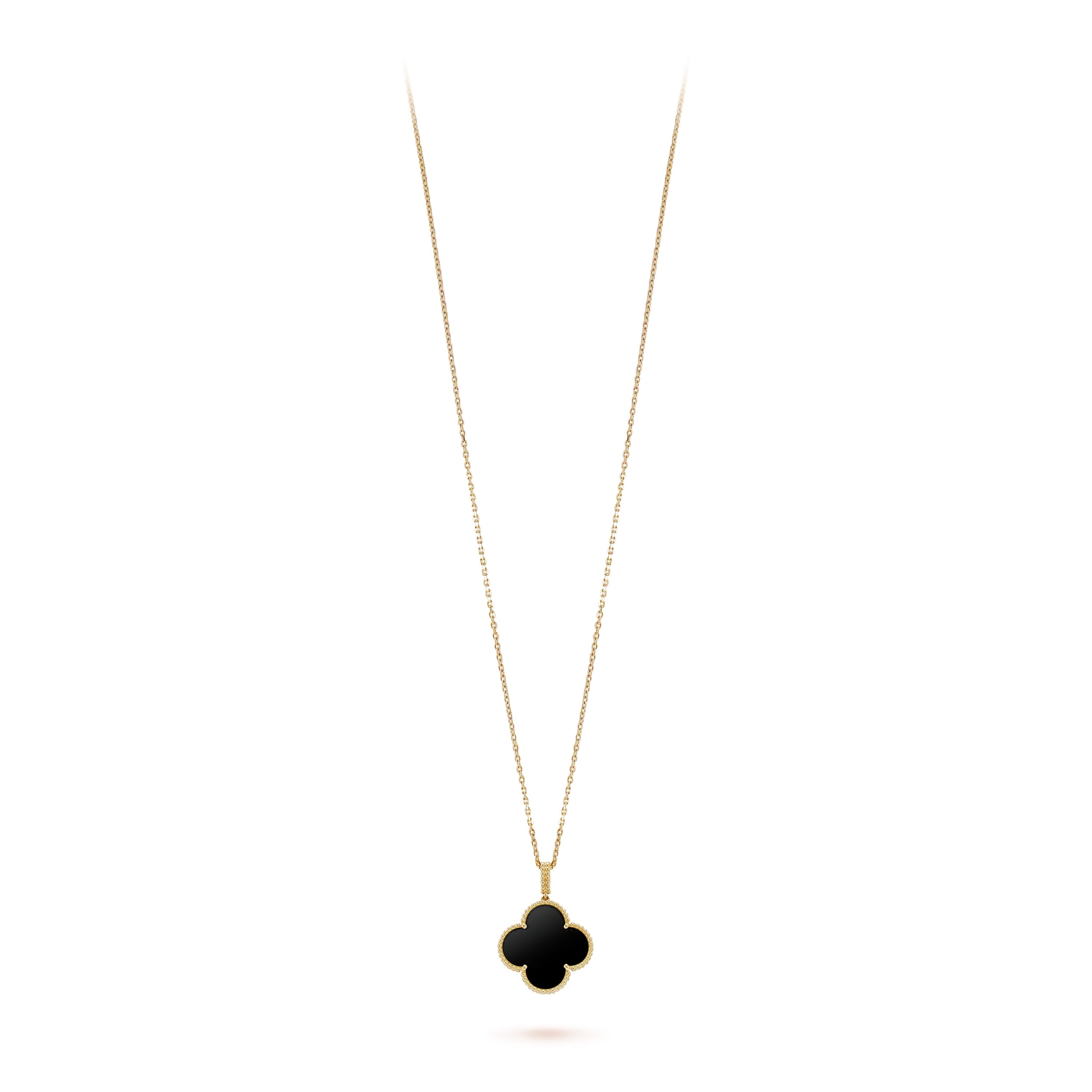 Clover Leaf long Necklace,925 Silver, 18k Gold Plated