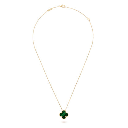 Clover Motif Pendant Necklace, Sterling Silver, 18K Gold Plated, 1 Large Motif - Symbol of Luck & Elegance