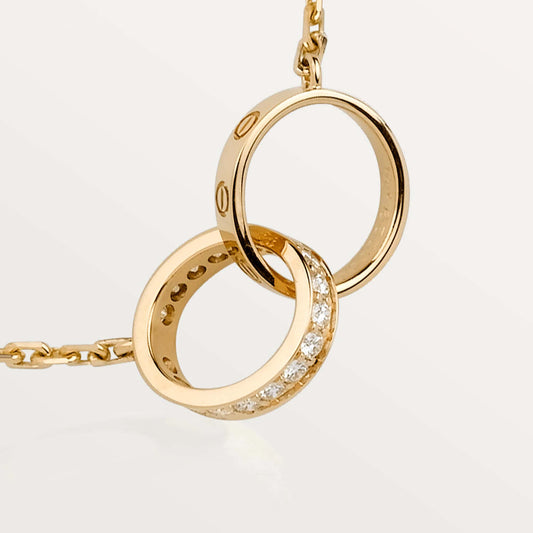 Love Intertwined Necklace,18k Gold Plated,Inlaid Cubic Zirconia