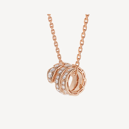 Chivo Boutique Serpenti Necklace,925 Silver,18k Rose Gold Plated,Cubic Zircon Paved