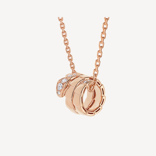 Chivo Boutique Serpenti Necklace,925 Silver,18k Rose Gold Plated,Inlaid cubic zircon