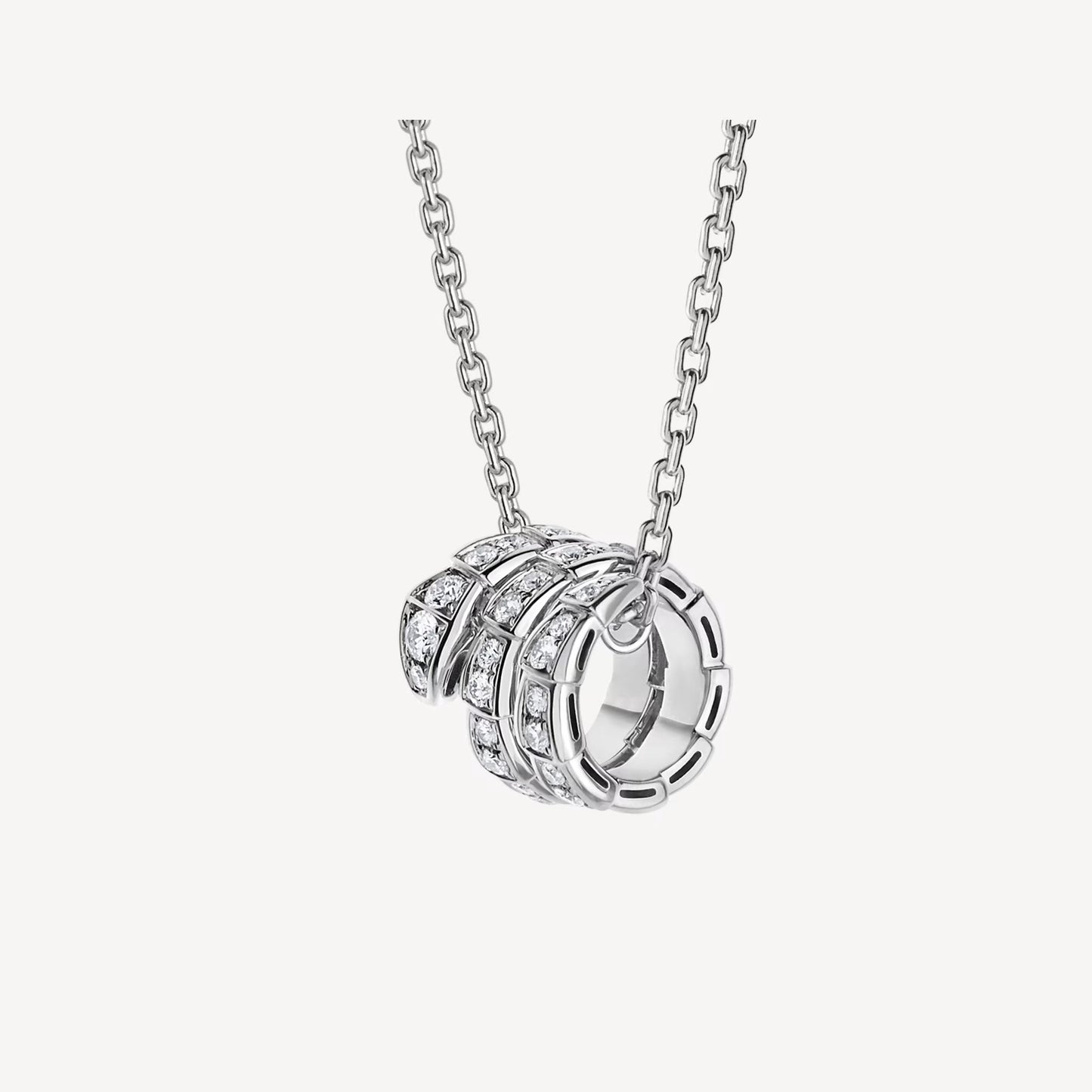 Chivo Boutique Serpenti Necklace,925 Silver,18k White Gold Plated,Cubic Zircon Paved