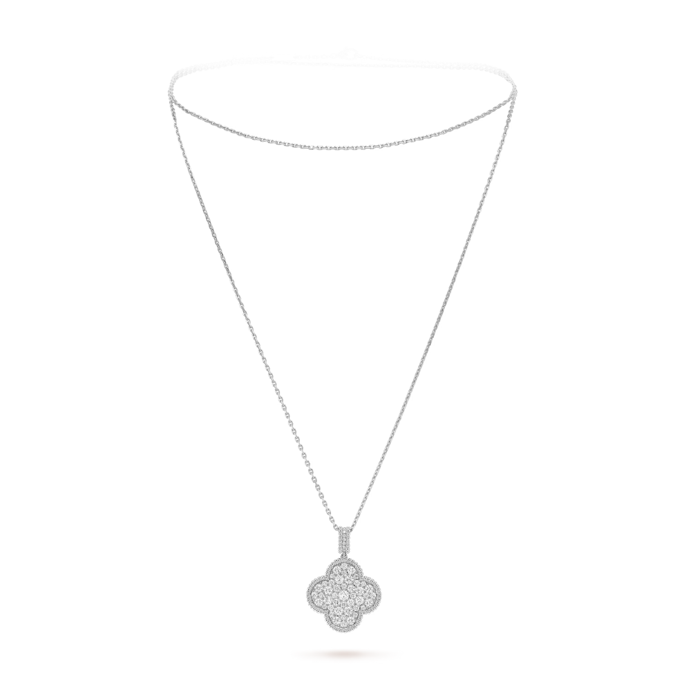 Clover Leaf long Necklace,925 Silver, 18k Gold Plated