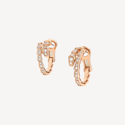 Chivo Boutique Serpenti Earring,925 Silver,18k Rose Gold Plated,Cubic Zircon Paved