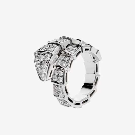 Chivo Boutique Serpenti Ring,V Gold,18k White Gold Plated,Cubic Zircon Paved