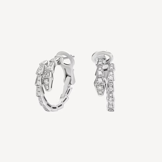 Chivo Boutique Serpenti Earring,925 Silver,18k White Gold Plated,Cubic Zircon Paved