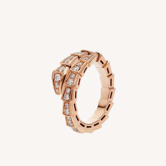 Chivo Boutique Serpenti Ring,18k Rose Gold Plated,Cubic Zircon Paved