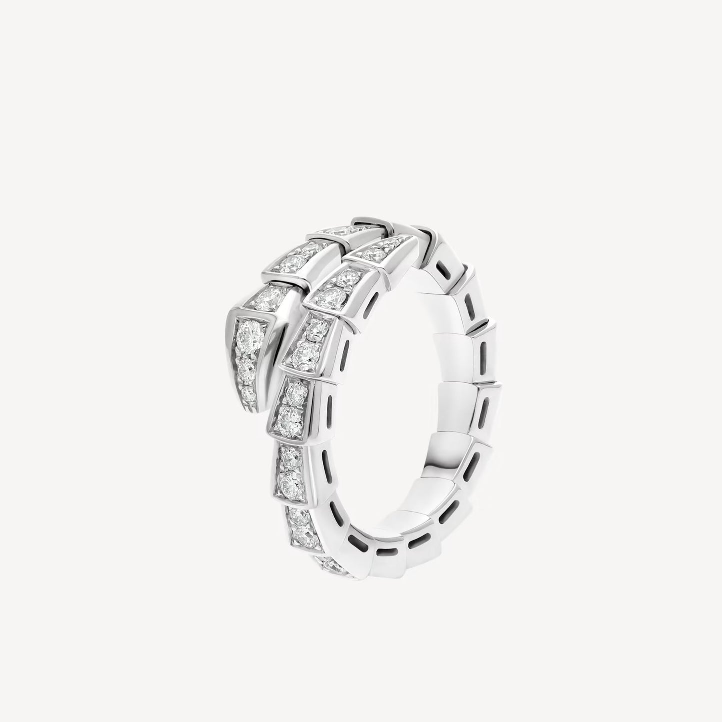 Chivo Boutique Serpenti Ring,18k White Gold Plated,Cubic Zircon Paved