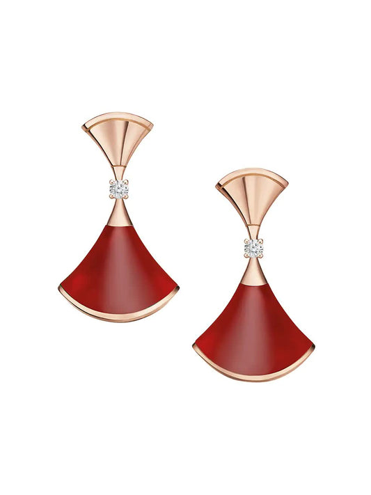 Chivo Boutique Divas'Dream Earring,925 Silver,18k Gold Plated,Red Agate
