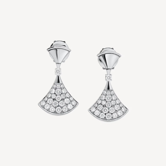 Chivo Boutique Divas'Dream Earring,925 Silver,18k White Gold Plated,Cubic Zircon Paved