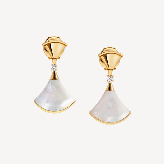 Chivo Boutique Divas'Dream Earring,925 Silver,18k yellow Gold Plated,Mother of Pearl