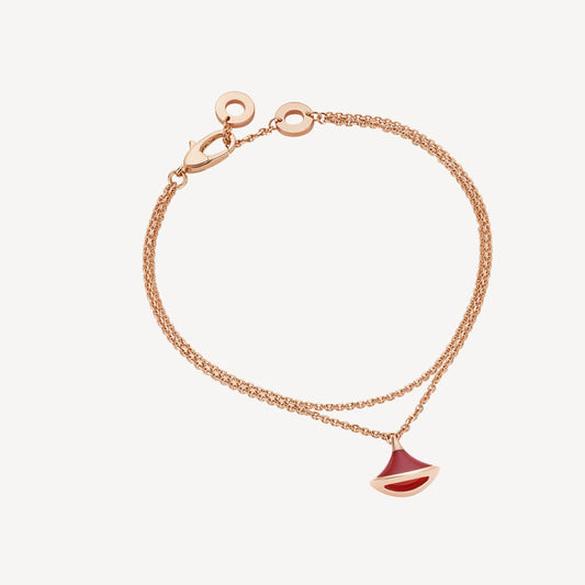 Chivo Boutique Divas'Dream Bracelet,925 Silver,18k Rose Gold Plated,Red Agate