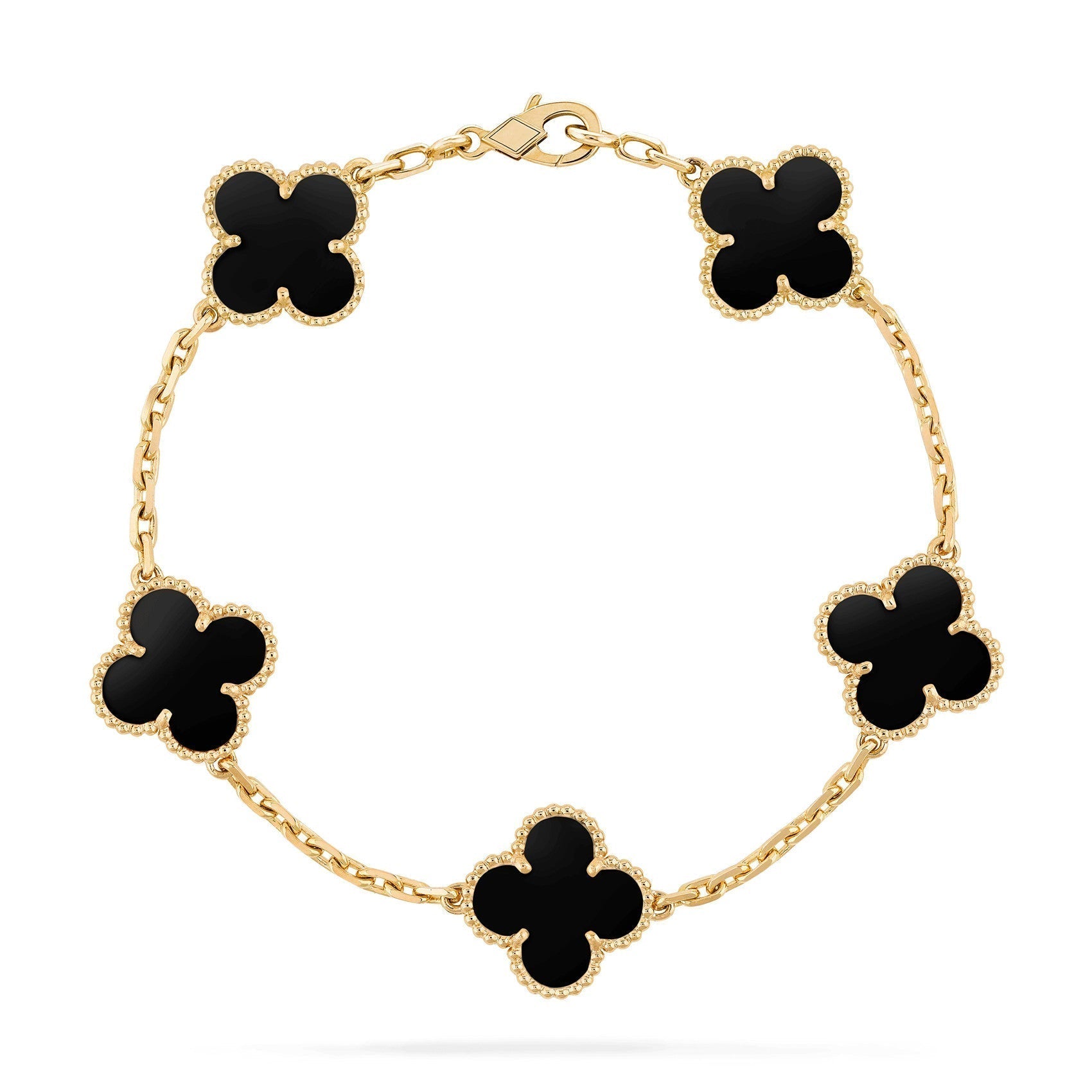 Clover Motif Bracelet, Sterling Silver, 18K Gold Plated - Symbol of Luck & Elegance