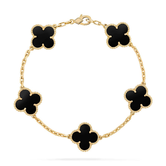 Clover Motif Bracelet, Sterling Silver, 18K Gold Plated - Symbol of Luck & Elegance