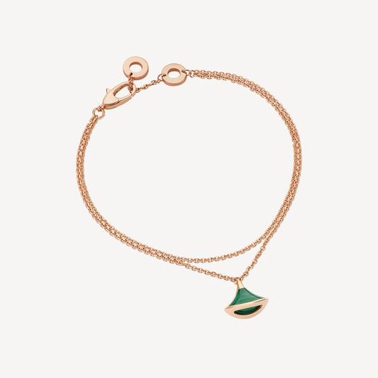 Chivo Boutique Divas'Dream Bracelet,925 Silver,18k Rose Gold Plated,Green Agate