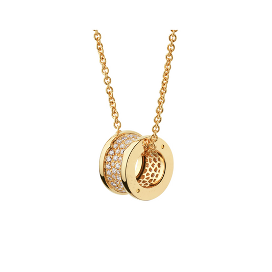 Chivo Boutique B.zero1 necklace,925 Silver,18k Gold Plated, Spiral pavé zircon
