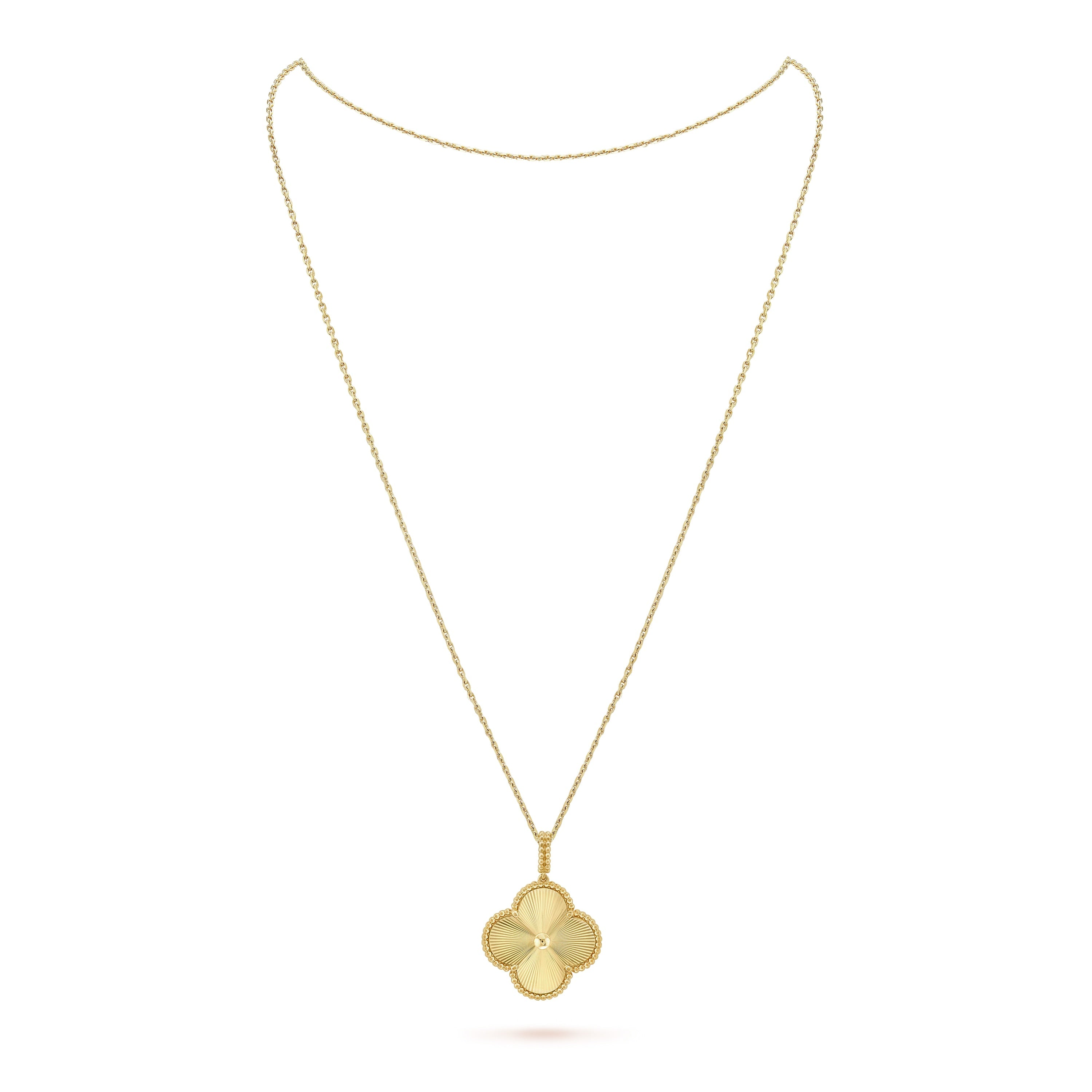 Clover Leaf long Necklace,925 Silver, 18k Gold Plated
