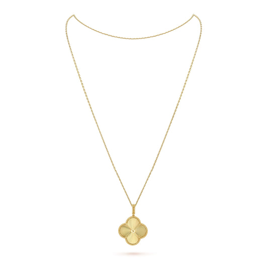 Chivo Boutique Clover Leaf long Necklace,925 Silver, 18k Gold Plated