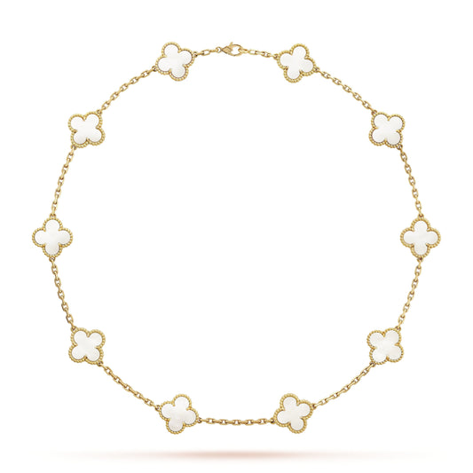 Clover Motif Necklace, Sterling Silver, 18K Gold Plated, 10 Motifs – Symbol of Luck & Elegance