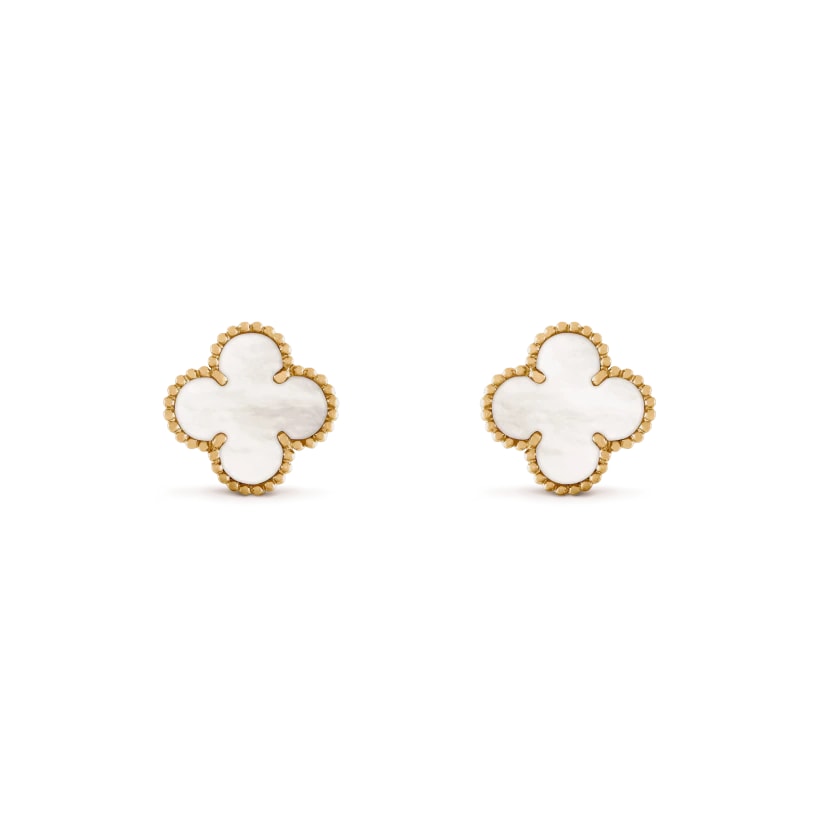 Clover Leaf Earrings, 925 Silver, 18K Gold Plated