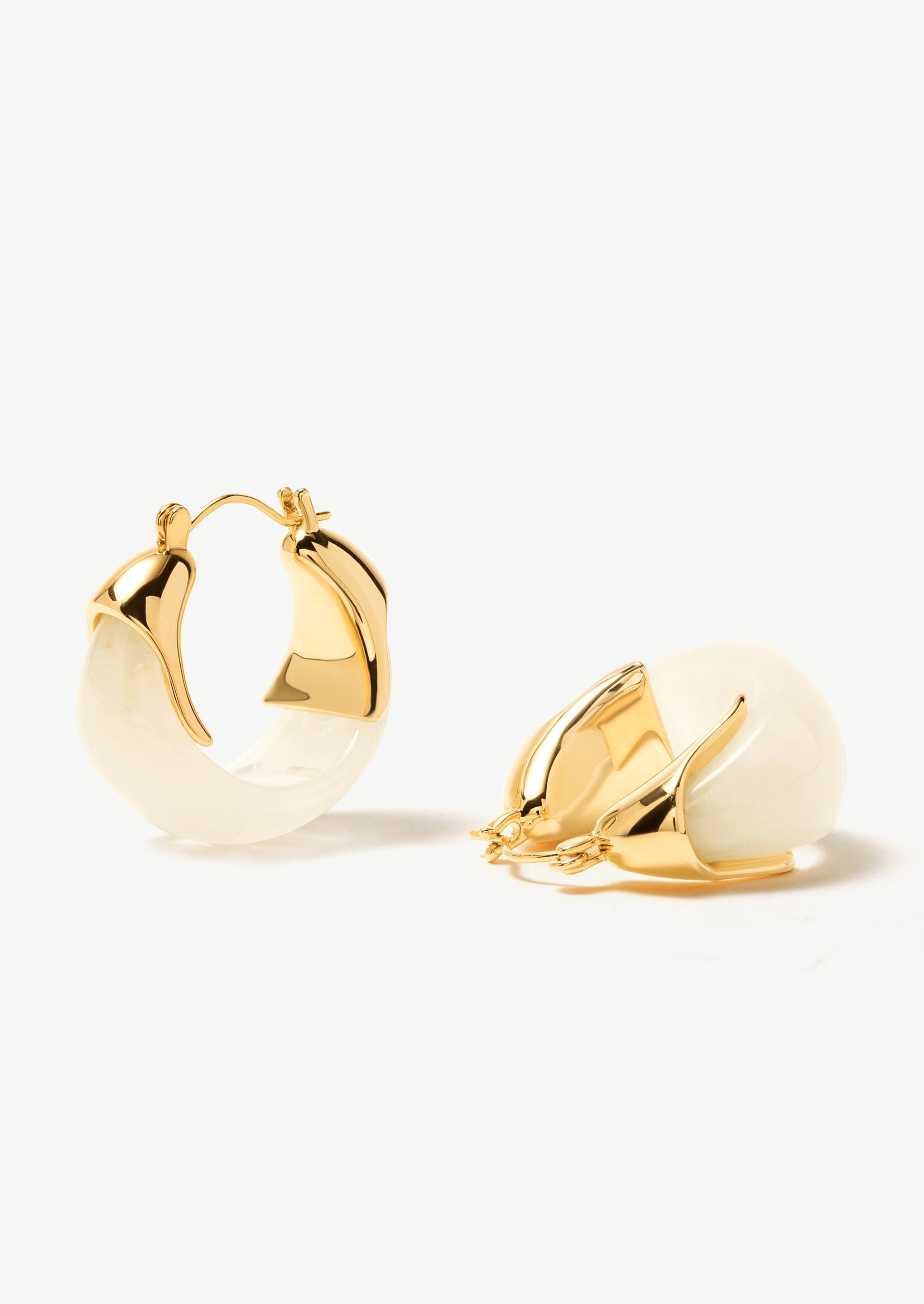 18K Gold-Plated Brass Sculptural Resin Hoop Earrings