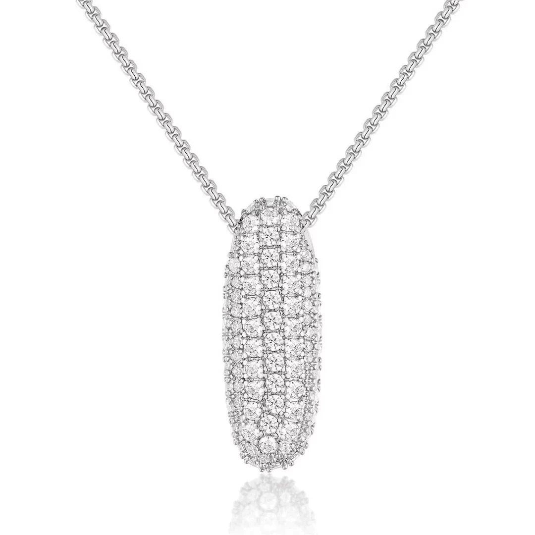 Fashion Bubble Letter Necklace – 26 Initial Pendant with Sparkling Zircon Design
