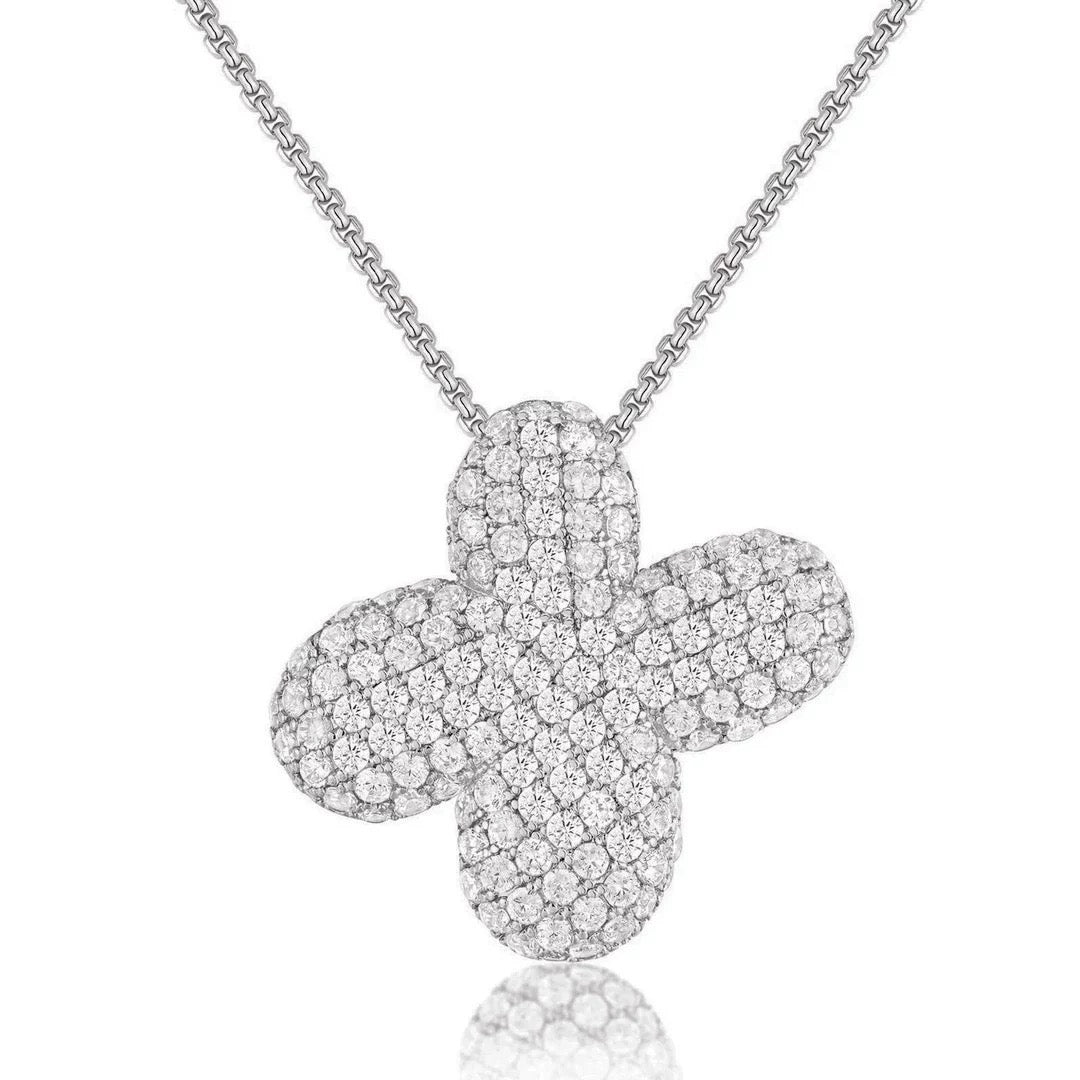 Fashion Bubble Letter Necklace – 26 Initial Pendant with Sparkling Zircon Design