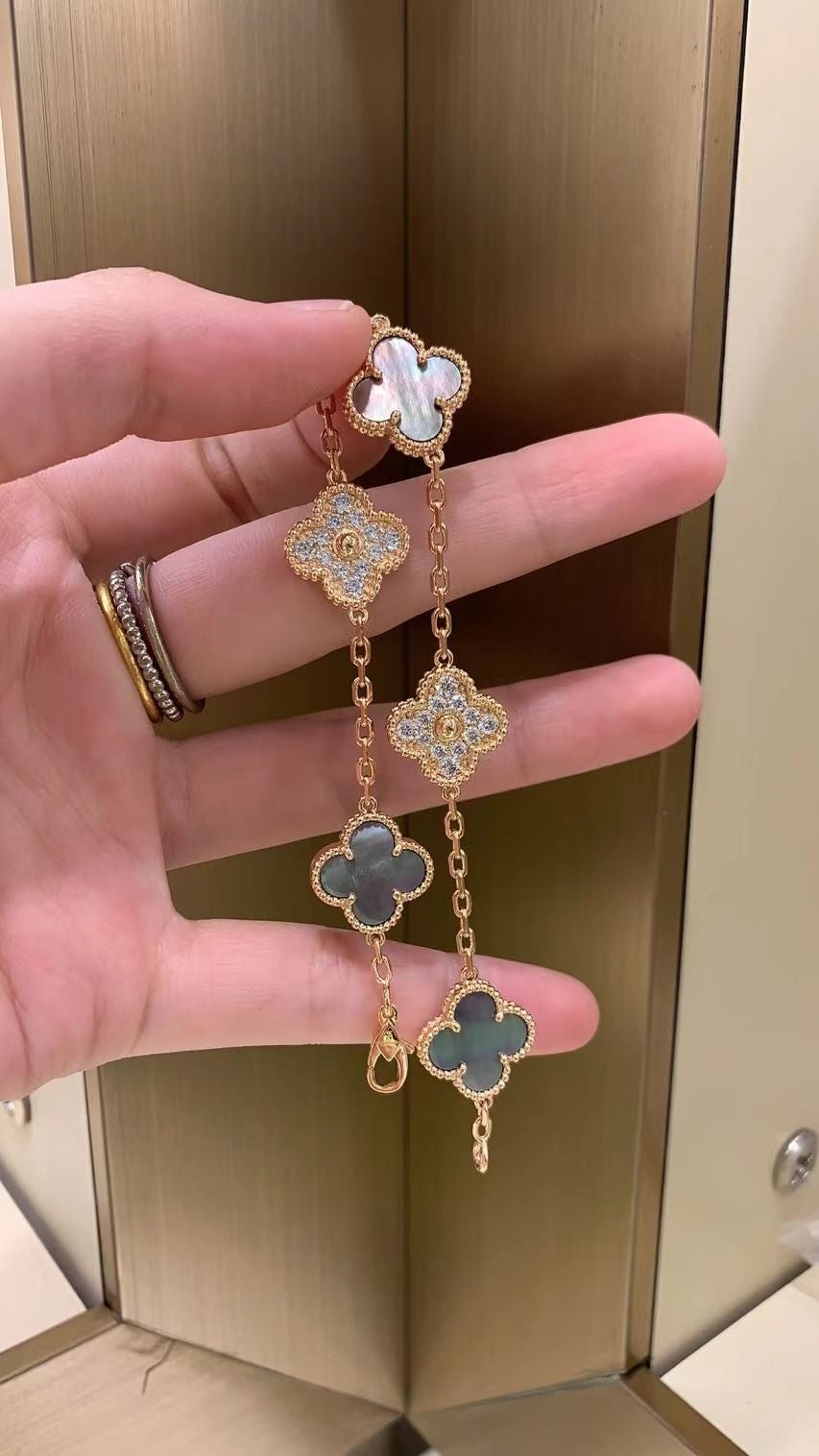 925 Silver,Clover Leaf Bracelet, 18K Gold Plated, 5 Motifs