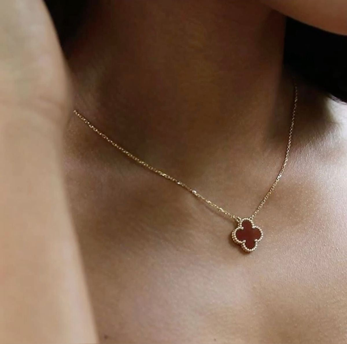 925 Silver, Clover Leaf Necklace, 18K Gold Plated, 1 Motif