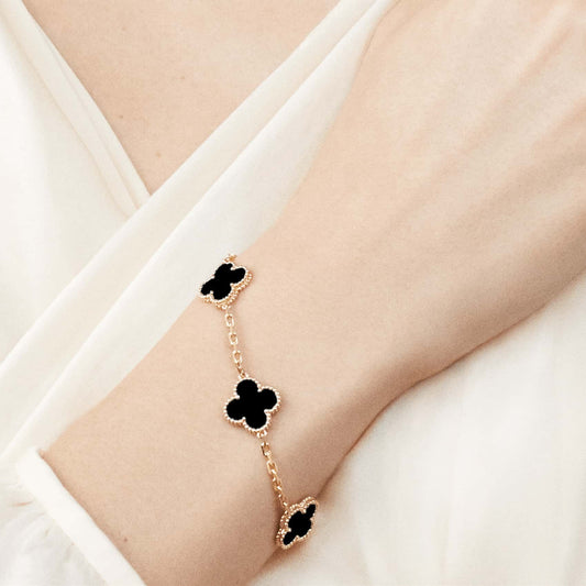 Clover Motif Bracelet, Sterling Silver, 18K Gold Plated - Symbol of Luck & Elegance