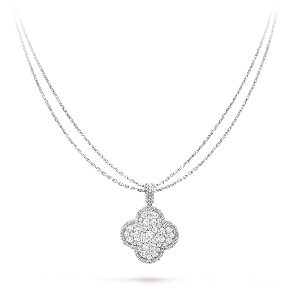 Clover Leaf long Necklace,925 Silver, 18k Gold Plated