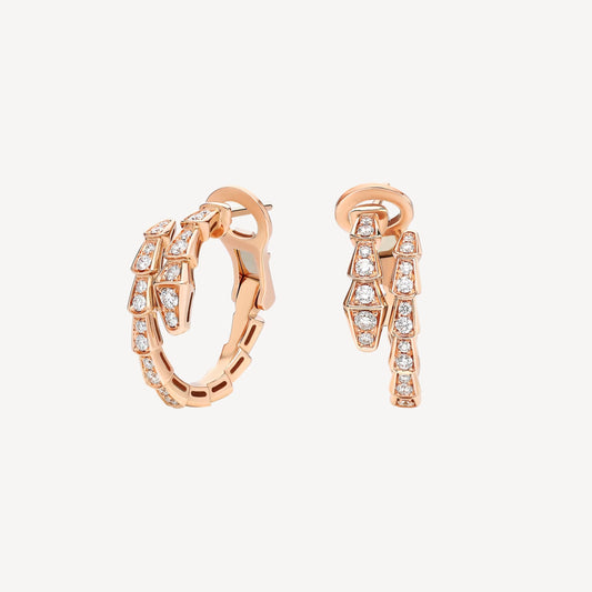 Chivo Boutique Serpenti Earring,925 Silver,18k Rose Gold Plated,Cubic Zircon Paved