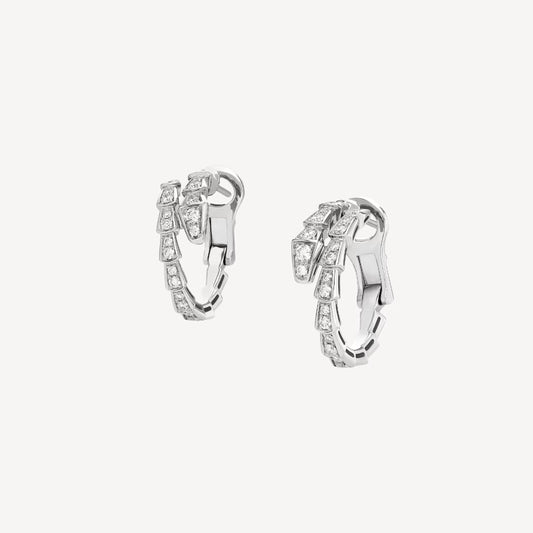 Chivo Boutique Serpenti Earring,925 Silver,18k White Gold Plated,Cubic Zircon Paved