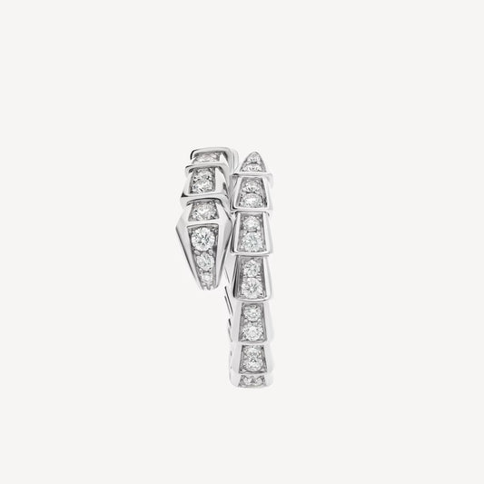 Chivo Boutique Serpenti Ring,18k White Gold Plated,Cubic Zircon Paved