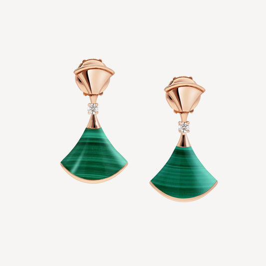 Chivo Boutique Divas'Dream Earring,925 Silver,18k Gold Plated,Green Agate