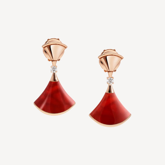Chivo Boutique Divas'Dream Earring,925 Silver,18k Gold Plated,Red Agate