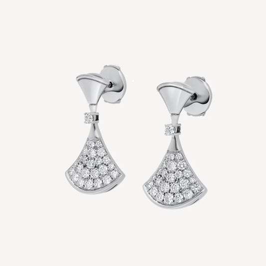 Chivo Boutique Divas'Dream Earring,925 Silver,18k White Gold Plated,Cubic Zircon Paved