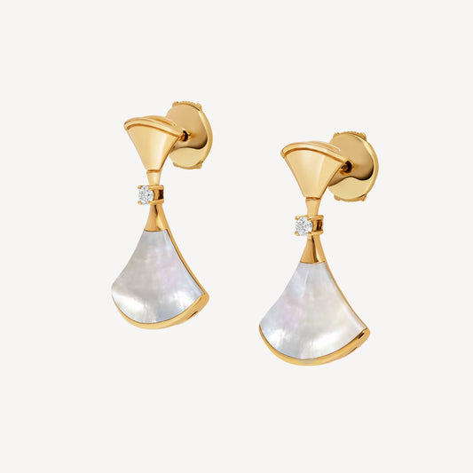 Chivo Boutique Divas'Dream Earring,925 Silver,18k yellow Gold Plated,Mother of Pearl