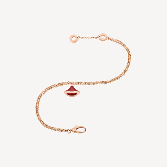 Chivo Boutique Divas'Dream Bracelet,925 Silver,18k Rose Gold Plated,Red Agate