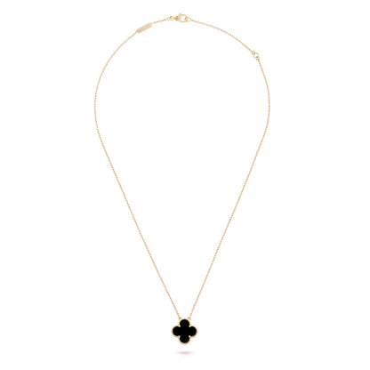 Clover Motif Pendant Necklace, Sterling Silver, 18K Gold Plated, 1 Large Motif - Symbol of Luck & Elegance