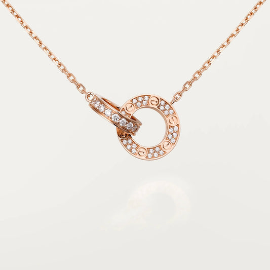 Love Intertwined Necklace,18k Gold Plated,Cubic Zirconia Pave
