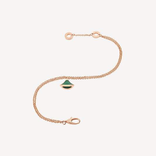 Chivo Boutique Divas'Dream Bracelet,925 Silver,18k Rose Gold Plated,Green Agate