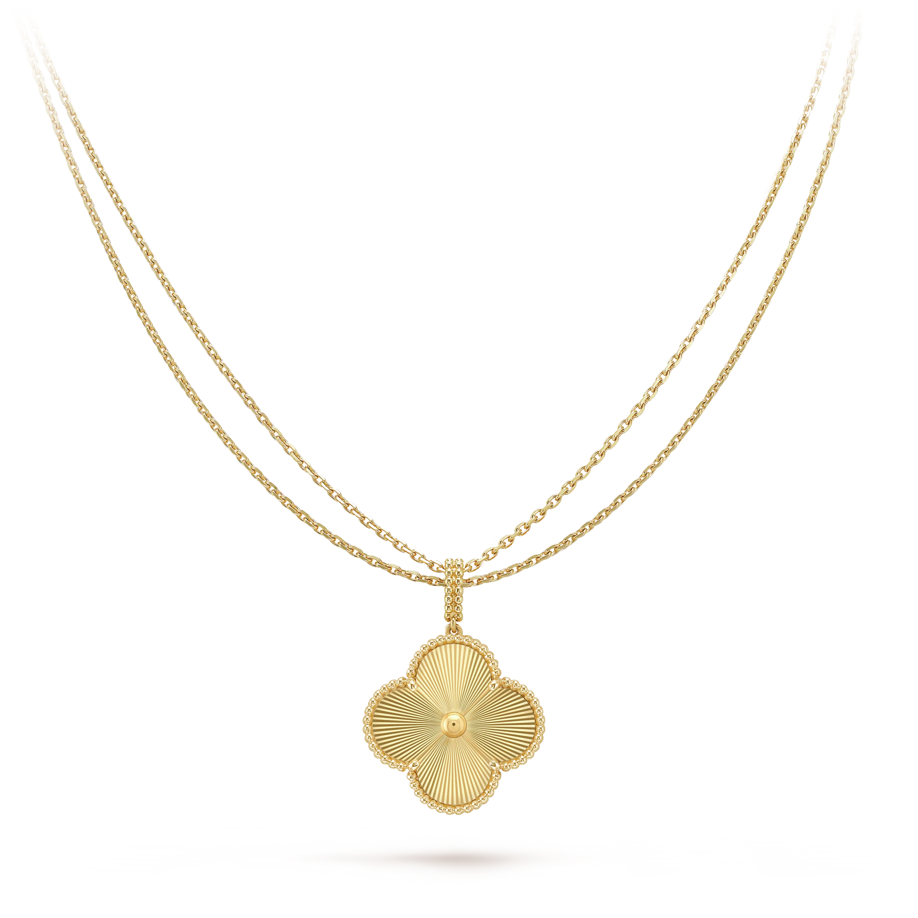 Clover Leaf long Necklace,925 Silver, 18k Gold Plated