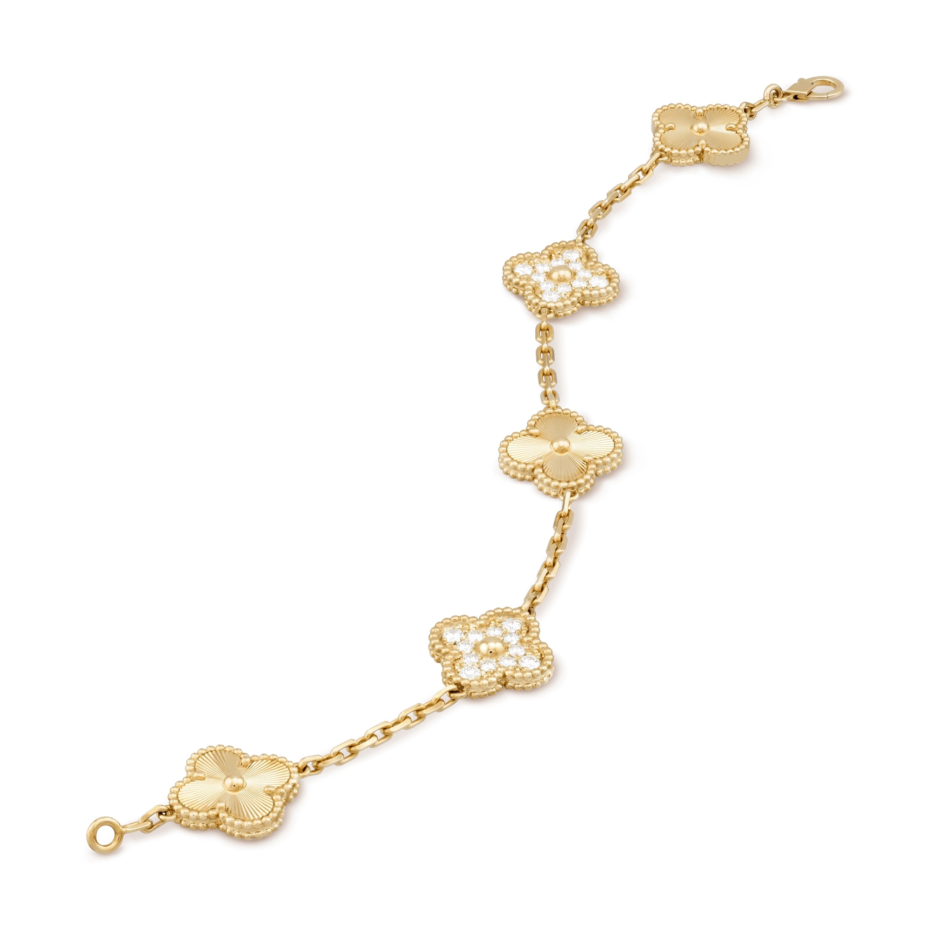 Clover Leaf Bracelet With Diamond,925 Silver, 18k Gold Plated